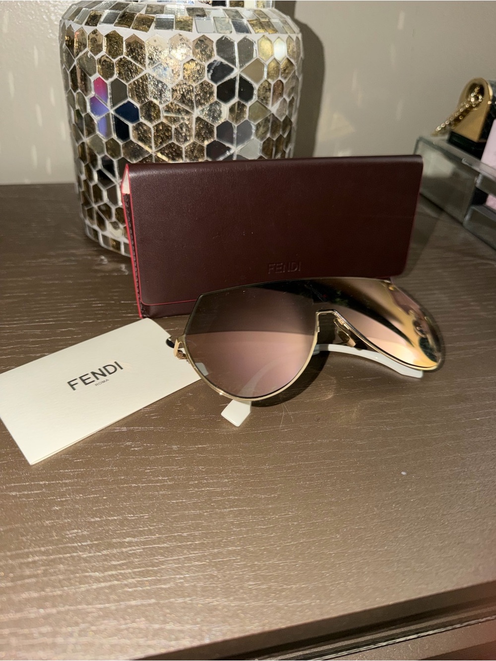 Fendi Gold Frame Sunglasses with Pink Gradient Lenses